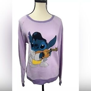 Disney Store Stitch Purple Women's Lilac Graphic Long Sleeve Shirt Glitter S NWT